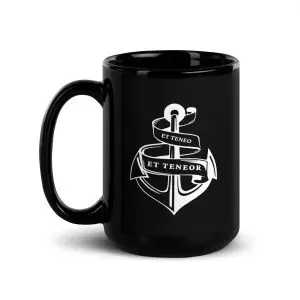 Hold Fast/Held Fast Anchor Black Glossy Mug
